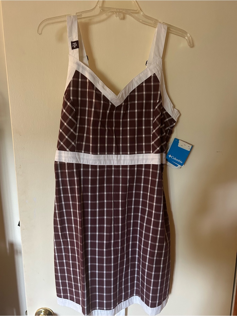 Texas A&M College Football Columbia Plaid V-Neck Dress with White Trim